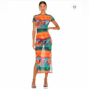 Miaou Colorful Abstract Midi Dress